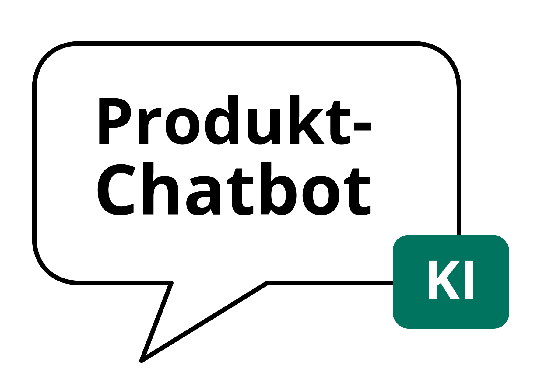 Produkt-Chatbot mit KI-Symbol